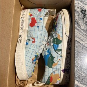 Vans “Save Our Planet” Colorful Map Print Kids Shoes